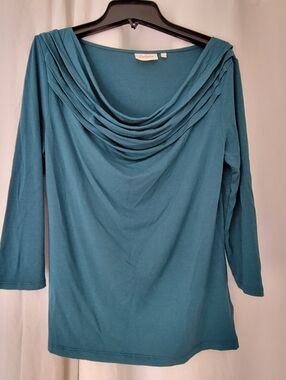 Anthro Deletta Sinona Cowl Neck Top Teal S